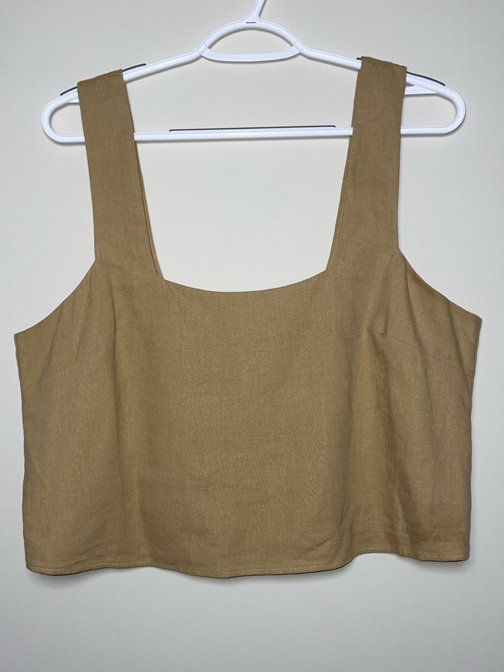 Show Me Your Mumu Brown L Square Neck Linen Blend Cropped Tank Top Classic